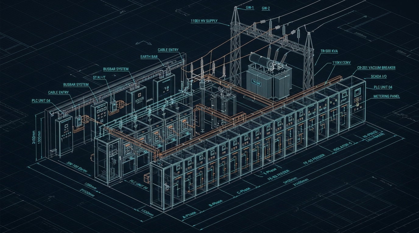 Industrial Electrical CAD Schematic Blueprint